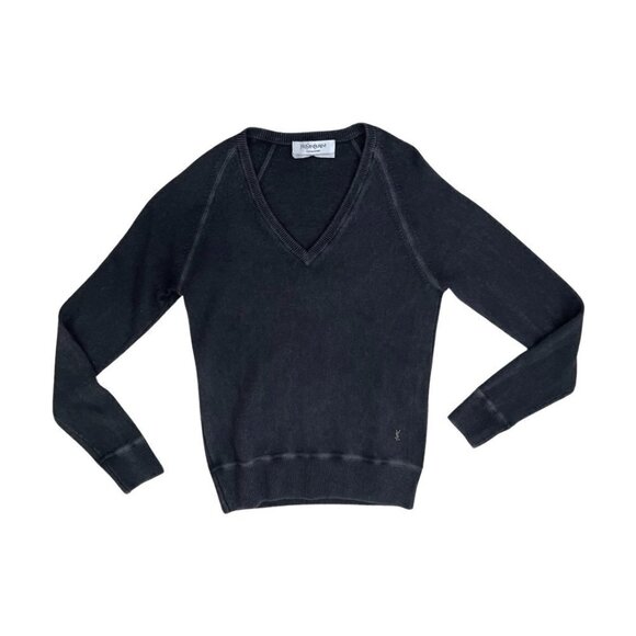 Yves Saint Laurent washed gray v neck cashmere sweater size M - Picture 1 of 6